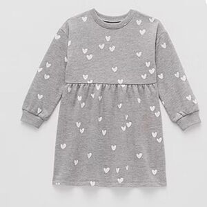 Okie dokie little girl long sleeve cuffed sweatshirt dress w/ leggings in gray
